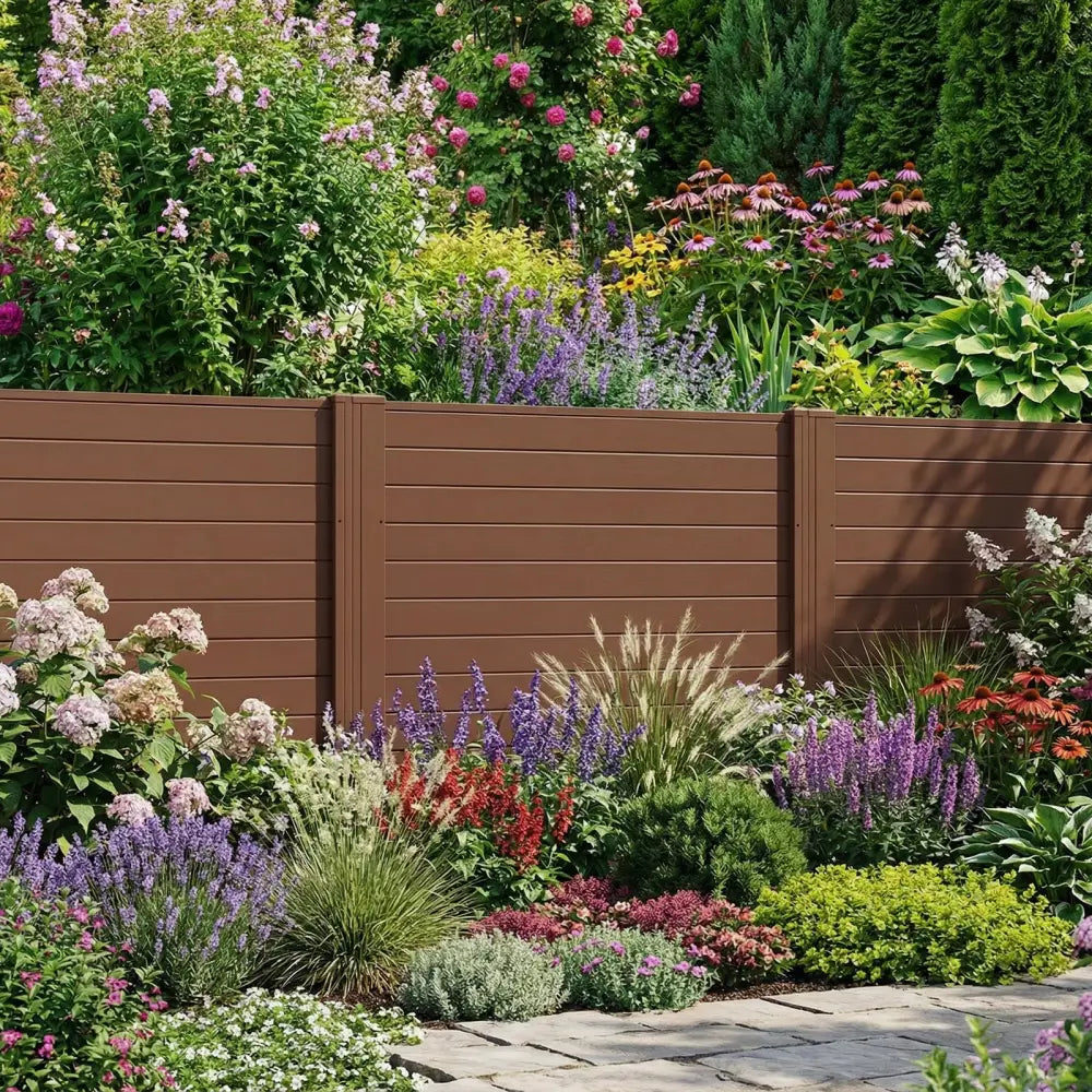 48’’ W x 48’’ H Outdoor Privacy Fence Screen Air Conditioner Fence with Galvanized Metal Ground Stakes-Brown - Brown