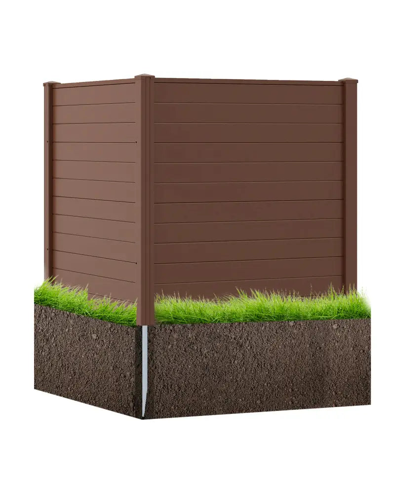48’’ W x 48’’ H Outdoor Privacy Fence Screen Air Conditioner Fence with Galvanized Metal Ground Stakes-Brown - Brown