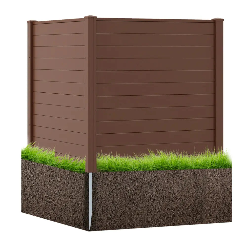 48’’ W x 48’’ H Outdoor Privacy Fence Screen Air Conditioner Fence with Galvanized Metal Ground Stakes-Brown - Brown