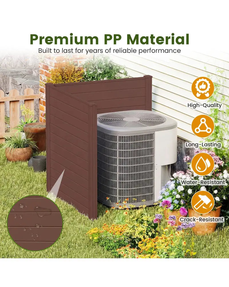 48’’ W x 48’’ H Outdoor Privacy Fence Screen Air Conditioner Fence with Galvanized Metal Ground Stakes-Brown - Brown