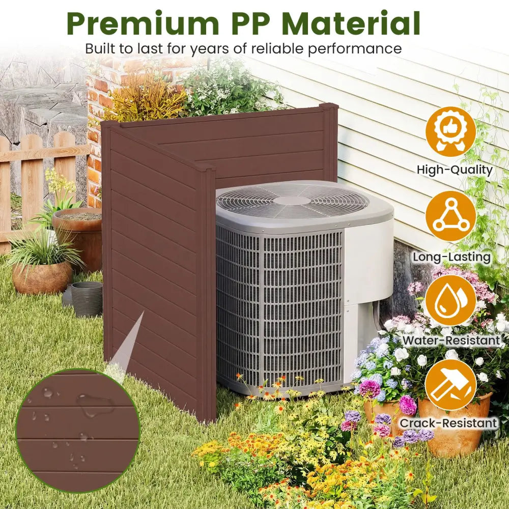 48’’ W x 48’’ H Outdoor Privacy Fence Screen Air Conditioner Fence with Galvanized Metal Ground Stakes-Brown - Brown