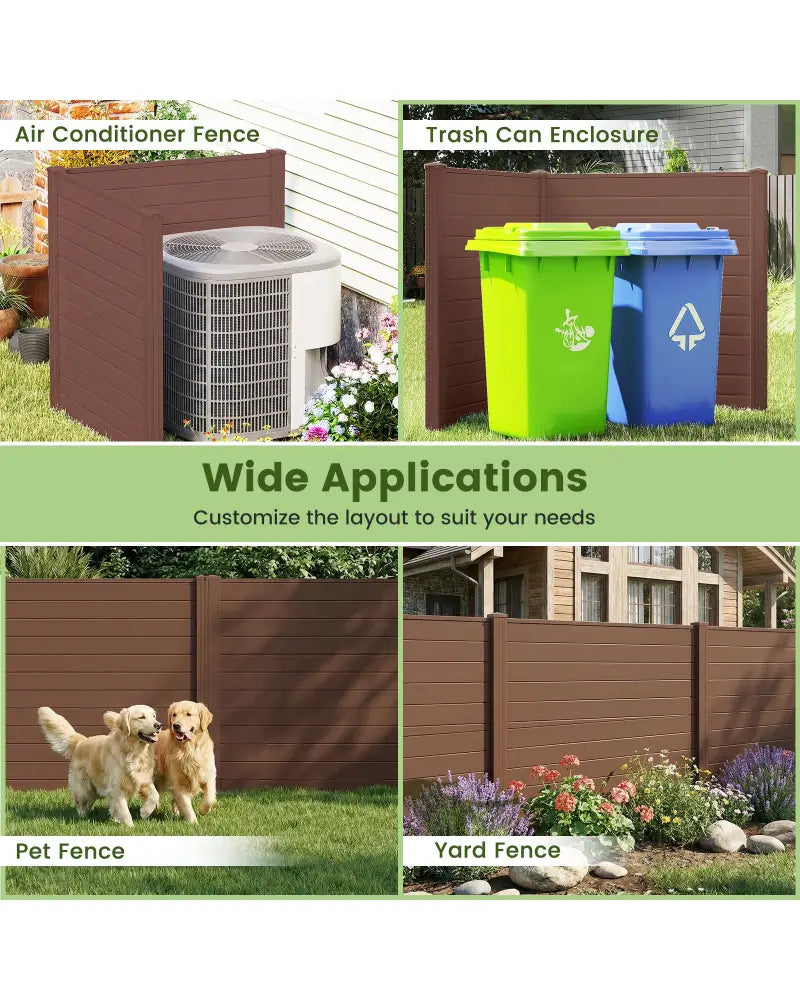 48’’ W x 48’’ H Outdoor Privacy Fence Screen Air Conditioner Fence with Galvanized Metal Ground Stakes-Brown - Brown