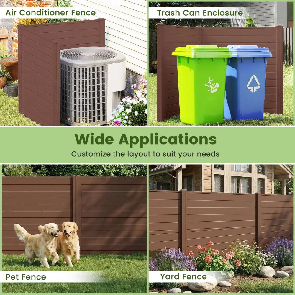 48’’ W x 48’’ H Outdoor Privacy Fence Screen Air Conditioner Fence with Galvanized Metal Ground Stakes-Brown - Brown