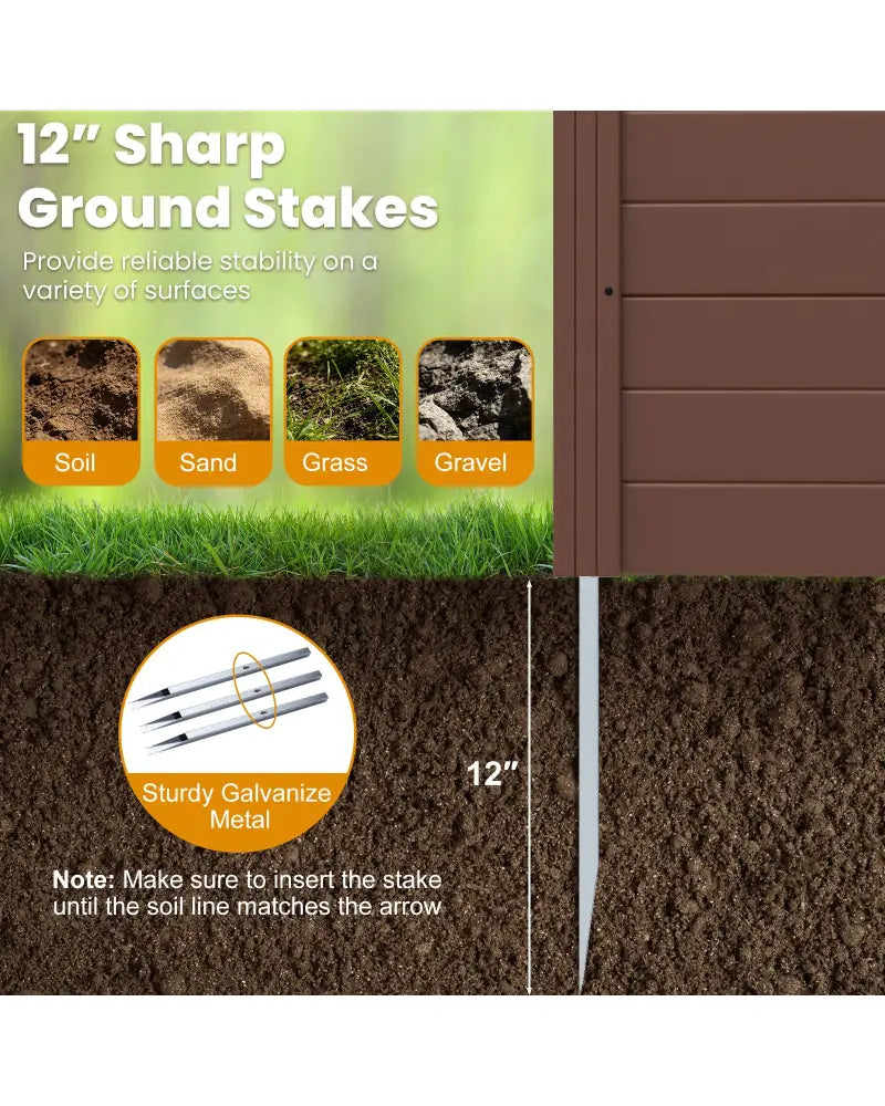 48’’ W x 48’’ H Outdoor Privacy Fence Screen Air Conditioner Fence with Galvanized Metal Ground Stakes-Brown - Brown