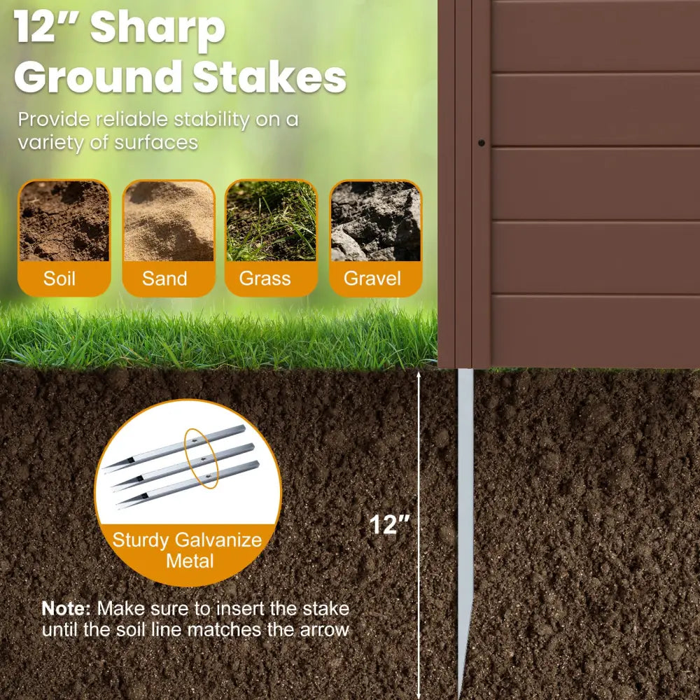 48’’ W x 48’’ H Outdoor Privacy Fence Screen Air Conditioner Fence with Galvanized Metal Ground Stakes-Brown - Brown