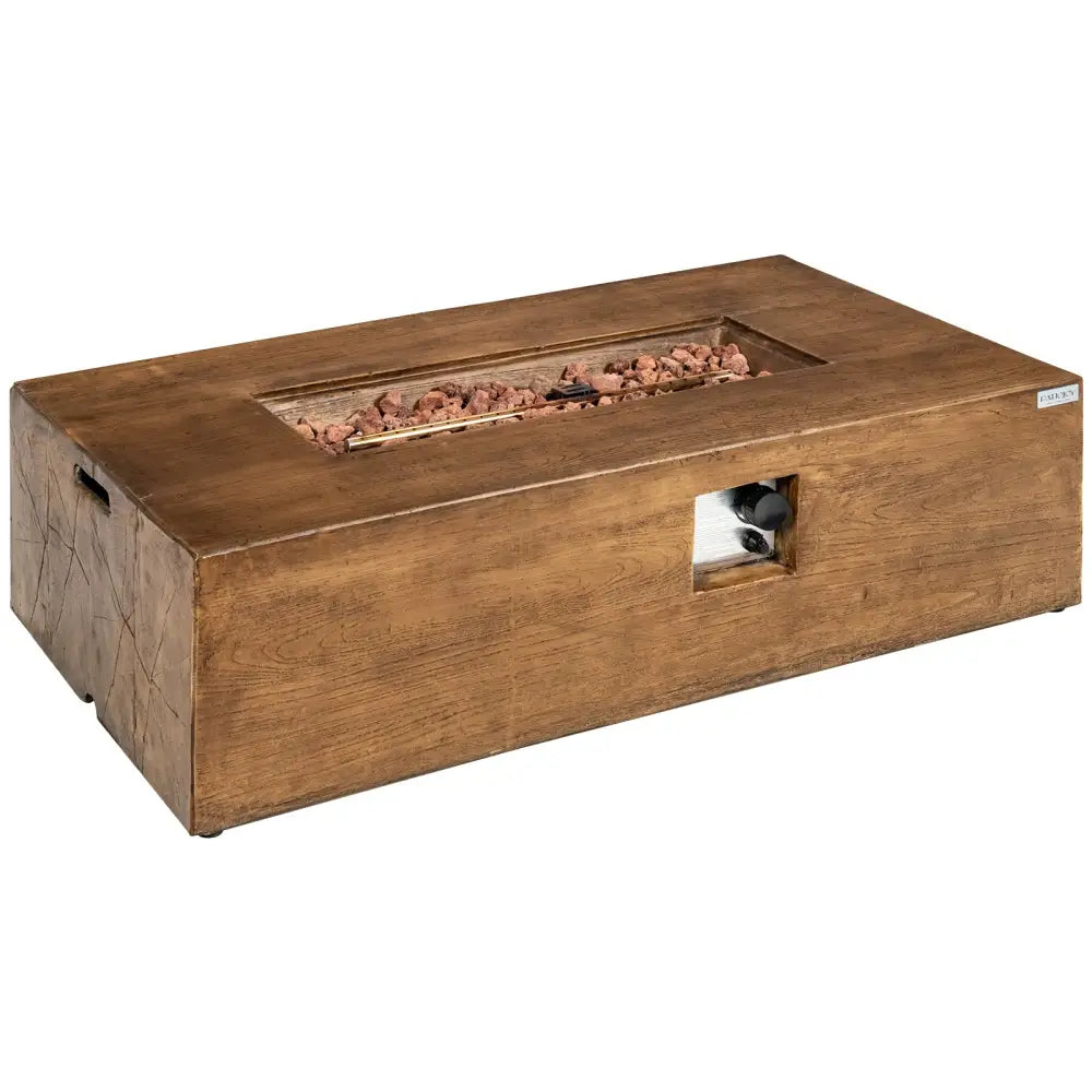 48 x 27Inch Outdoor Gas Fire Pit Table 50 000 BTU with Lava Rocks and Cover - Brown - Fire Pit Tables