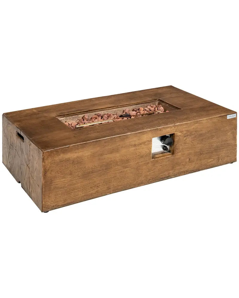 48 x 27Inch Outdoor Gas Fire Pit Table 50 000 BTU with Lava Rocks and Cover - Brown - Fire Pit Tables