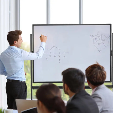 48 x 36 Inch Mobile Magnetic Double-Sided Reversible Whiteboard Height Adjust Costway