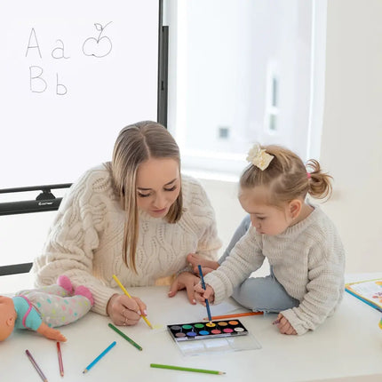 48 x 36 Inch Mobile Magnetic Double-Sided Reversible Whiteboard Height Adjust Costway