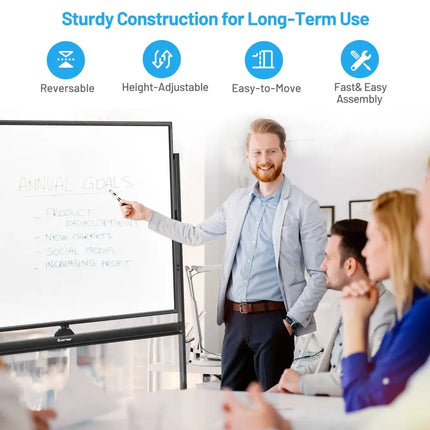 48 x 36 Inch Mobile Magnetic Double-Sided Reversible Whiteboard Height Adjust Costway