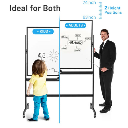 48 x 36 Inch Mobile Magnetic Double-Sided Reversible Whiteboard Height Adjust Costway