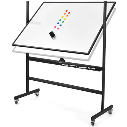 48 x 36 Inch Mobile Magnetic Double-Sided Reversible Whiteboard Height Adjust Costway