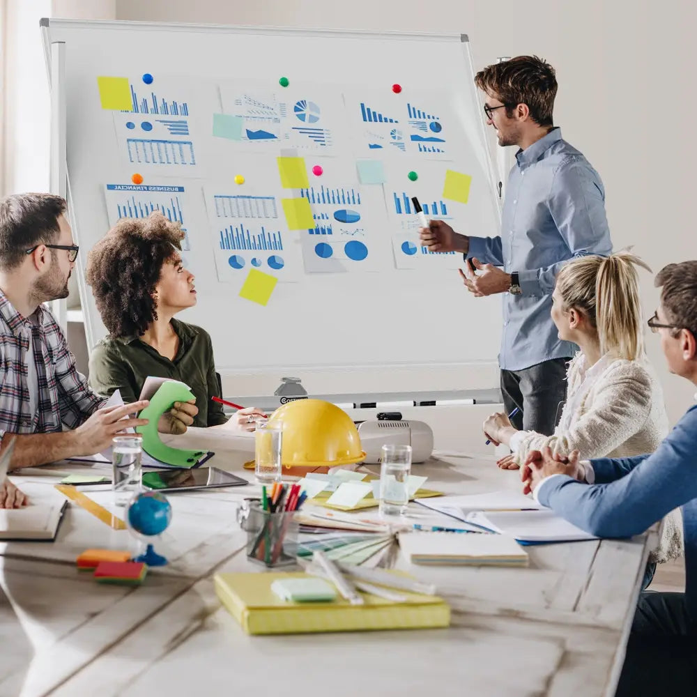 48 x 36 Inches Rolling Double-Sided Whiteboard with Magnetic Surface-White - White - Home Office