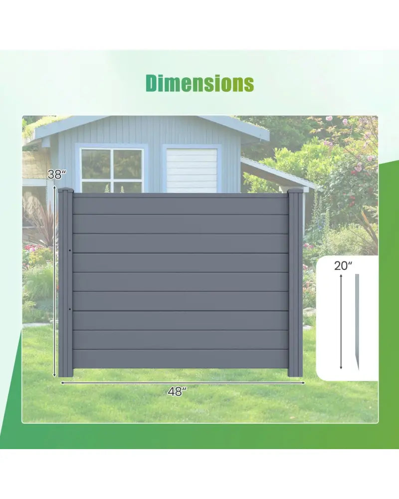 48 x 38 Inch Air Conditioner Fence 2 Panels with Metal Ground Stakes-Gray - Gray - Outdoor Privacy Screens