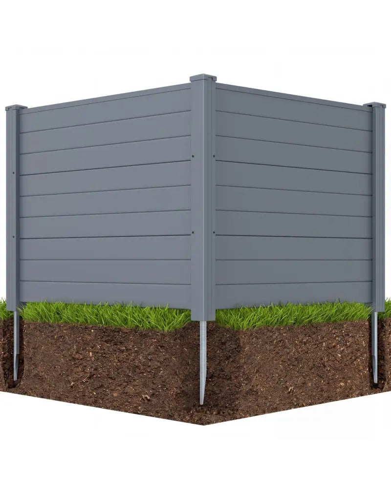 48 x 38 Inch Air Conditioner Fence 2 Panels with Metal Ground Stakes-Gray - Gray - Outdoor Privacy Screens