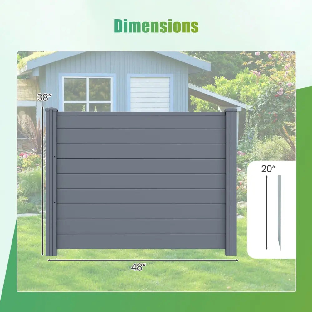 48 x 38 Inch Air Conditioner Fence 2 Panels with Metal Ground Stakes-Gray - Gray - Outdoor Privacy Screens
