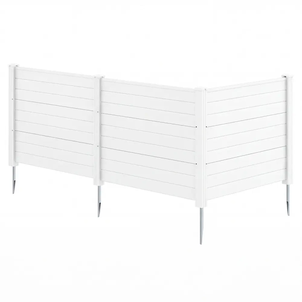 48 x 38 Inch Air Conditioner Fence 3 Panels with Metal Ground Stakes for Patio Backyard-White - White - Outdoor Privacy