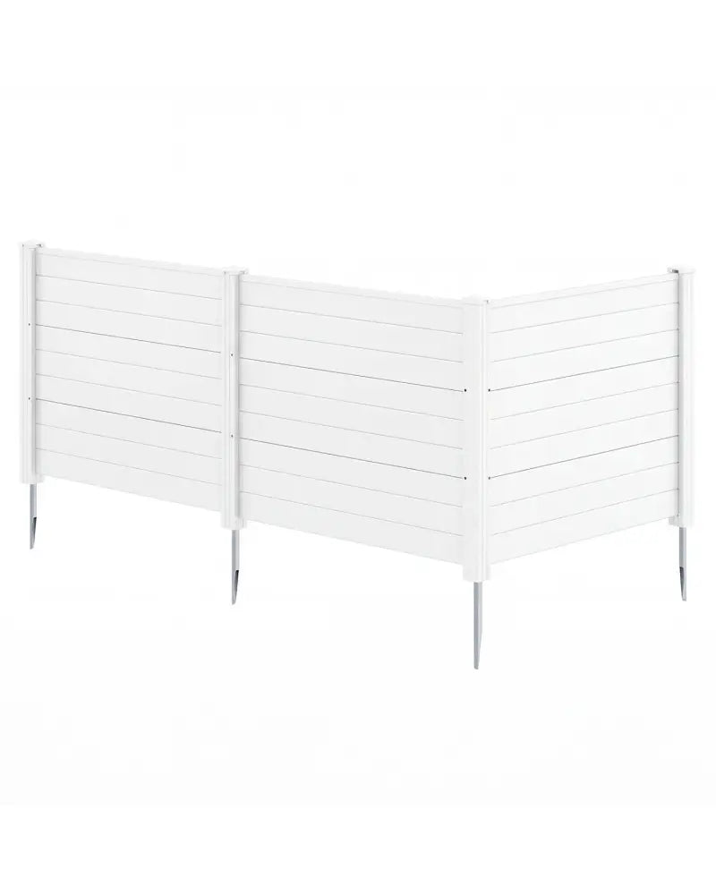 48 x 38 Inch Air Conditioner Fence 3 Panels with Metal Ground Stakes for Patio Backyard-White - White - Outdoor Privacy