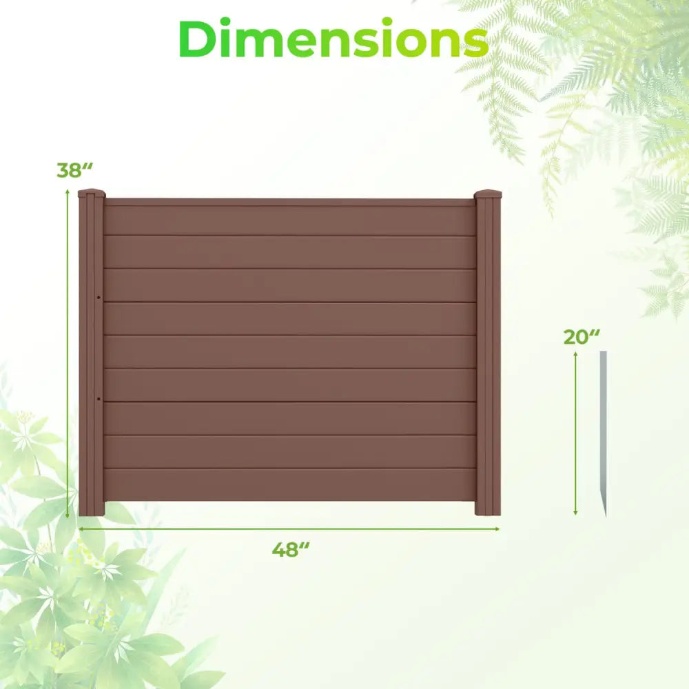 48 x 38 Inch Air Conditioner Fence 3 Panels with Metal Ground Stakes for Patio Backyard-Brown - Brown - Outdoor Privacy
