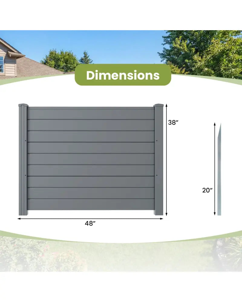 48 x 38 Inch Air Conditioner Fence 3 Panels with Metal Ground Stakes for Patio Backyard-Gray - Gray - Outdoor Privacy