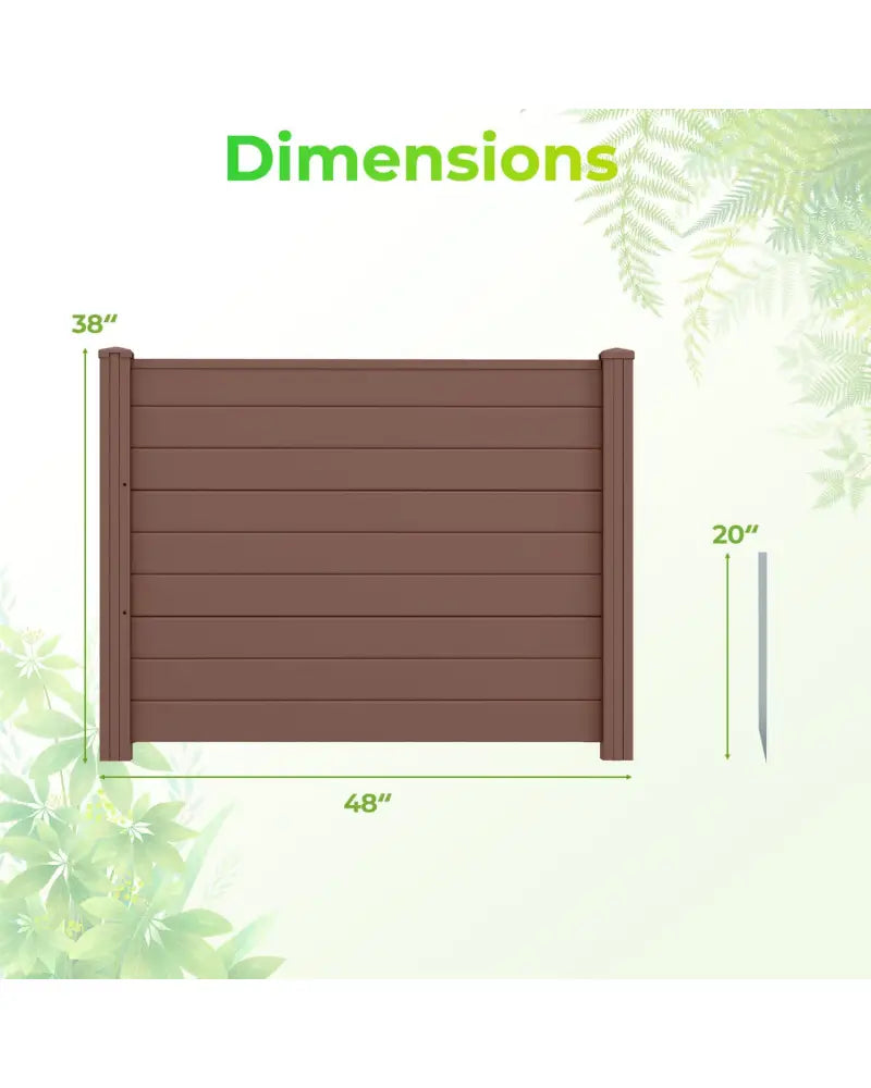 48 x 38 Inch Air Conditioner Fence 3 Panels with Metal Ground Stakes for Patio Backyard-Brown - Brown - Outdoor Privacy