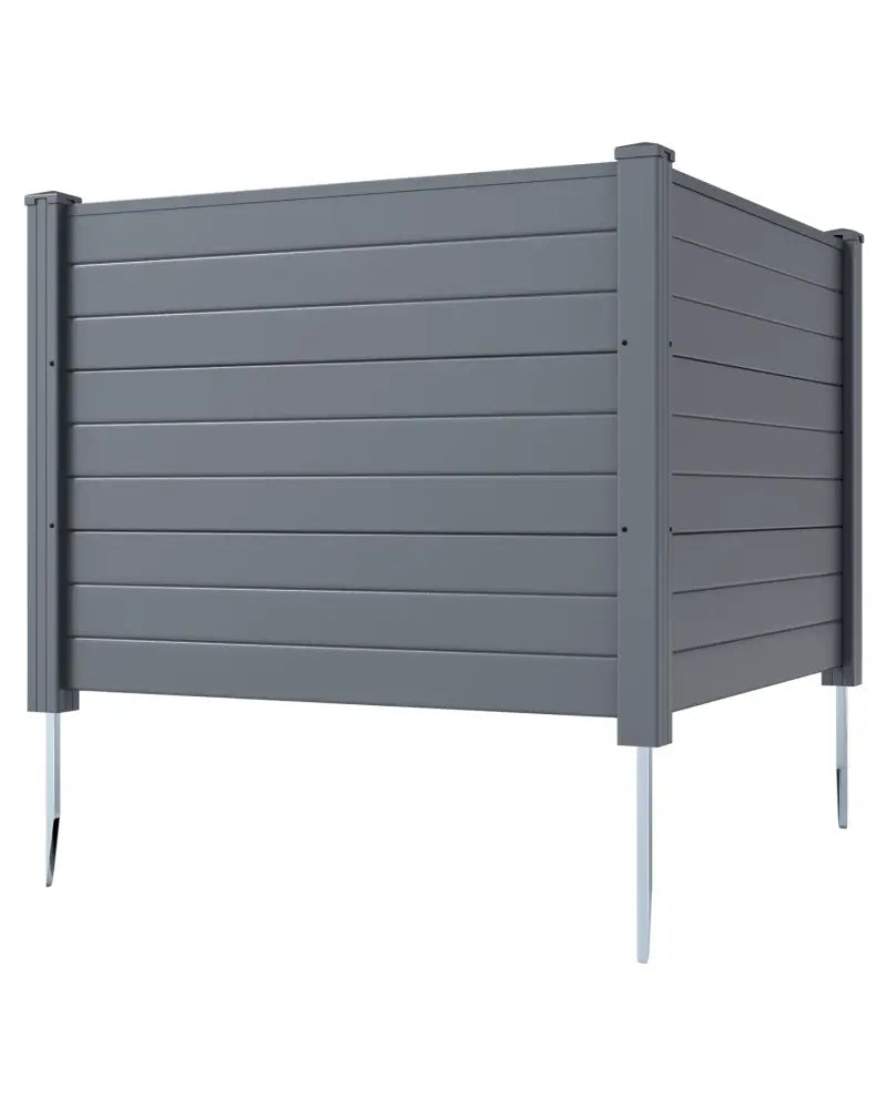 48 x 38 Inch Air Conditioner Fence 3 Panels with Metal Ground Stakes for Patio Backyard-Gray - Gray - Outdoor Privacy