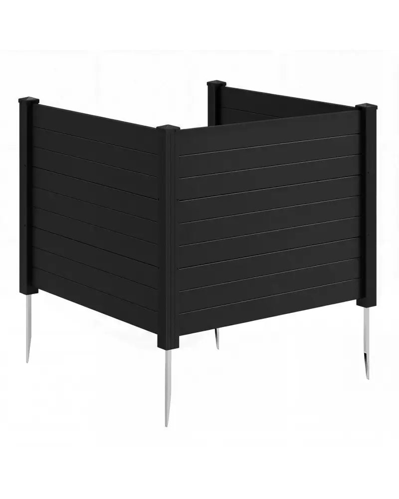 48 x 38 Inch Air Conditioner Fence 3 Panels with Metal Ground Stakes for Patio Backyard-Black - Black - Outdoor Privacy