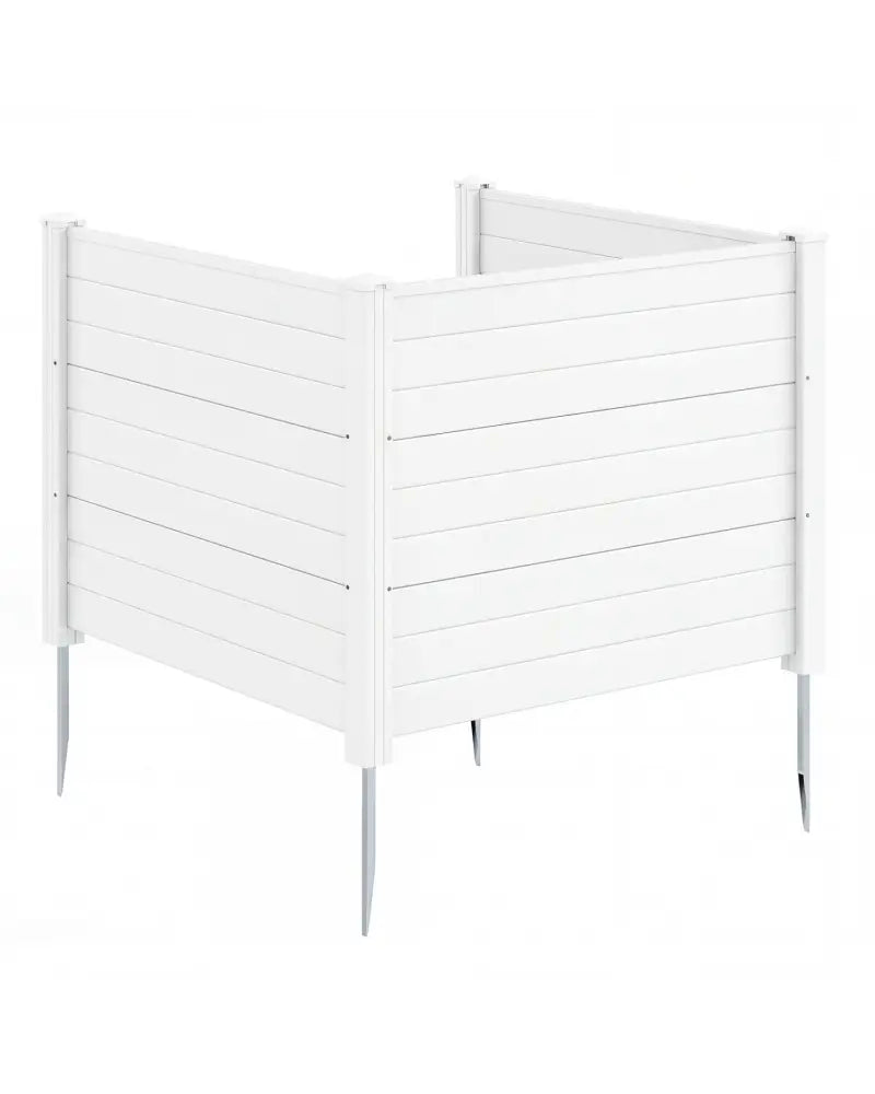 48 x 38 Inch Air Conditioner Fence 3 Panels with Metal Ground Stakes for Patio Backyard-White - White - Outdoor Privacy