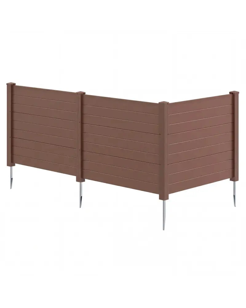 48 x 38 Inch Air Conditioner Fence 3 Panels with Metal Ground Stakes for Patio Backyard-Brown - Brown - Outdoor Privacy