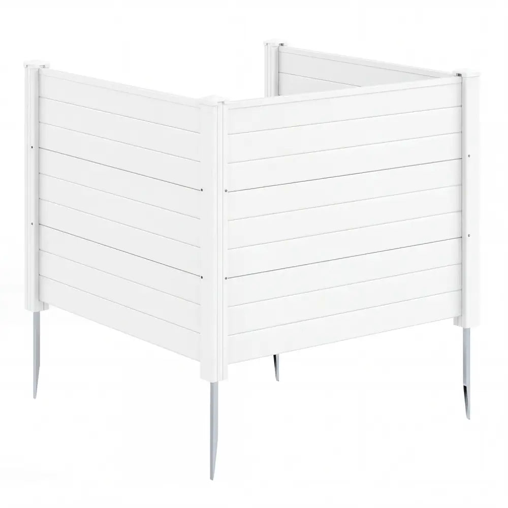 48 x 38 Inch Air Conditioner Fence 3 Panels with Metal Ground Stakes for Patio Backyard-White - White - Outdoor Privacy