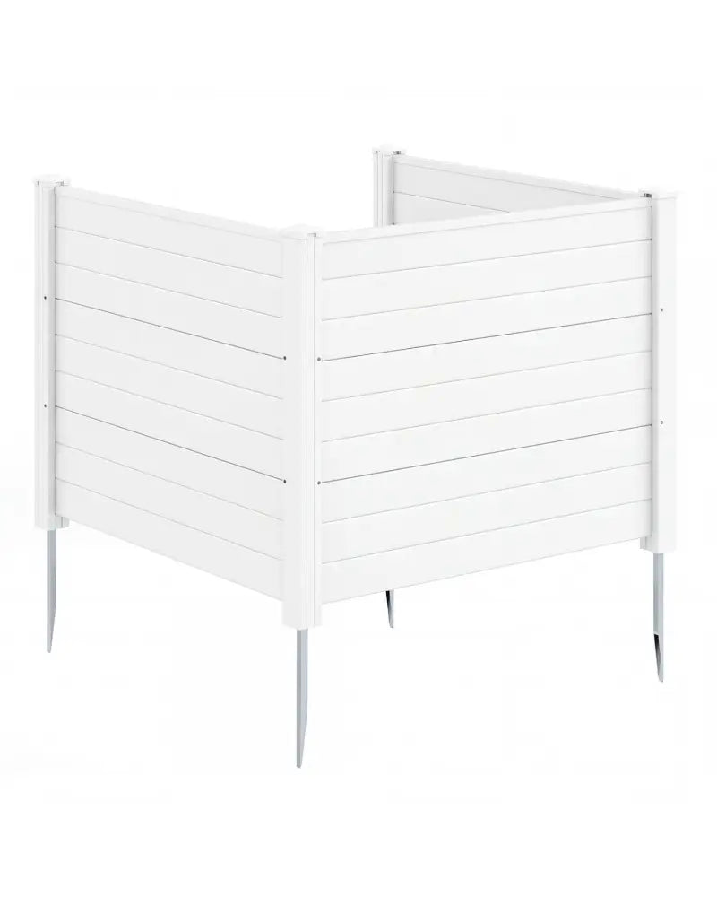 48 x 38 Inch Air Conditioner Fence 3 Panels with Metal Ground Stakes for Patio Backyard-White - White - Outdoor Privacy