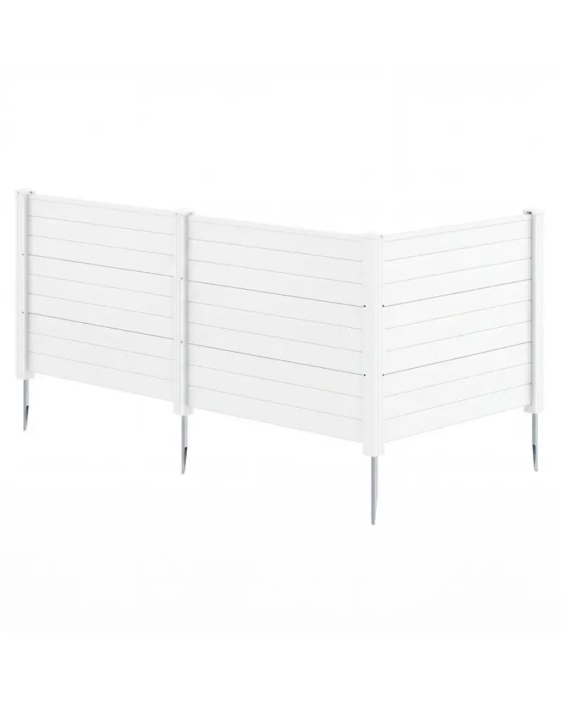 48 x 38 Inch Air Conditioner Fence 3 Panels with Metal Ground Stakes for Patio Backyard-White - White - Outdoor Privacy
