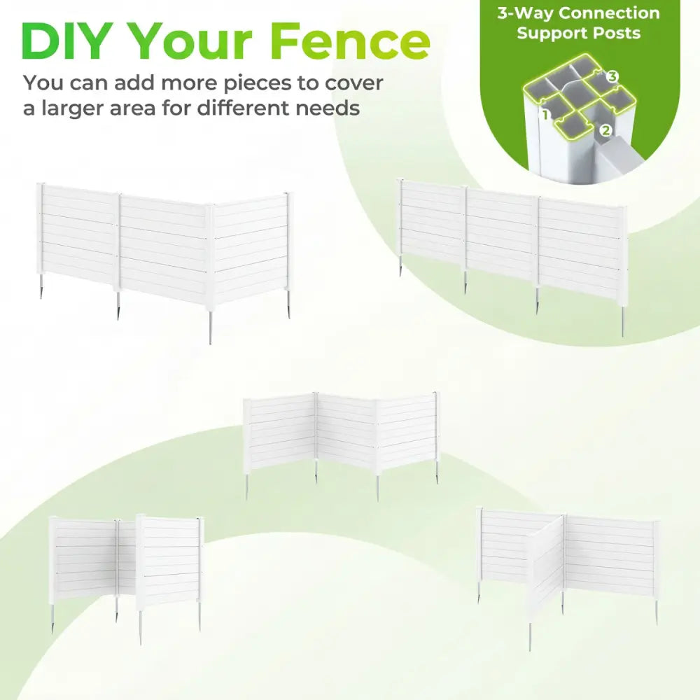 48 x 38 Inch Air Conditioner Fence 3 Panels with Metal Ground Stakes for Patio Backyard-White - White - Outdoor Privacy