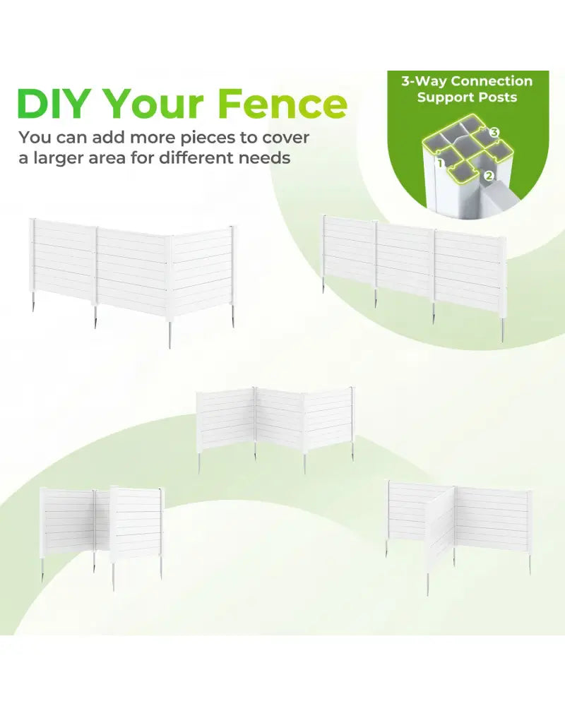 48 x 38 Inch Air Conditioner Fence 3 Panels with Metal Ground Stakes for Patio Backyard-White - White - Outdoor Privacy