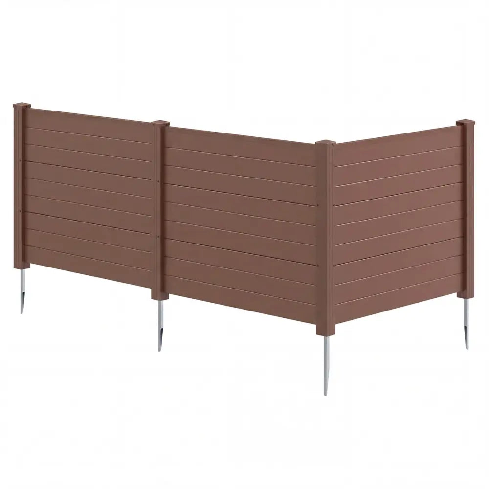 48 x 38 Inch Air Conditioner Fence 3 Panels with Metal Ground Stakes for Patio Backyard-Brown - Brown - Outdoor Privacy