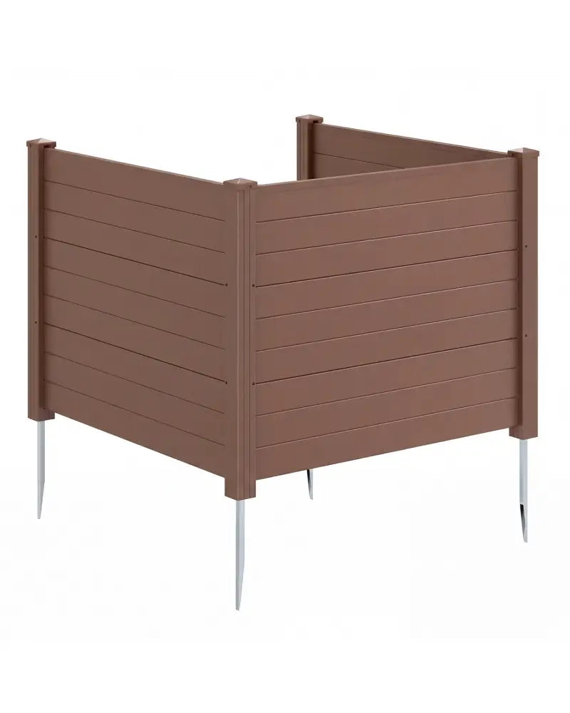 48 x 38 Inch Air Conditioner Fence 3 Panels with Metal Ground Stakes for Patio Backyard-Brown - Brown - Outdoor Privacy