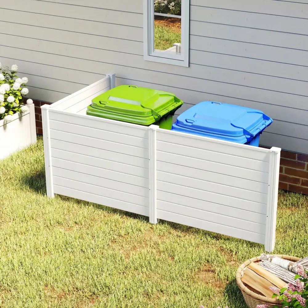 48 x 38 Inch Air Conditioner Fence 3 Panels with Metal Ground Stakes for Patio Backyard-White - White - Outdoor Privacy