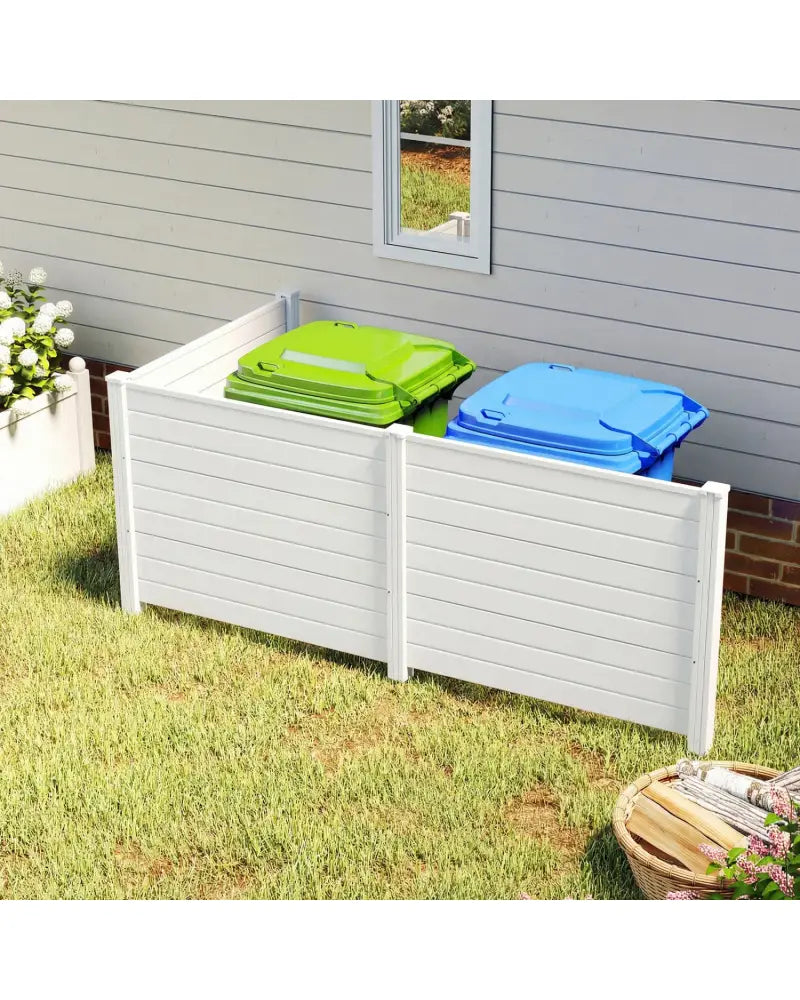 48 x 38 Inch Air Conditioner Fence 3 Panels with Metal Ground Stakes for Patio Backyard-White - White - Outdoor Privacy