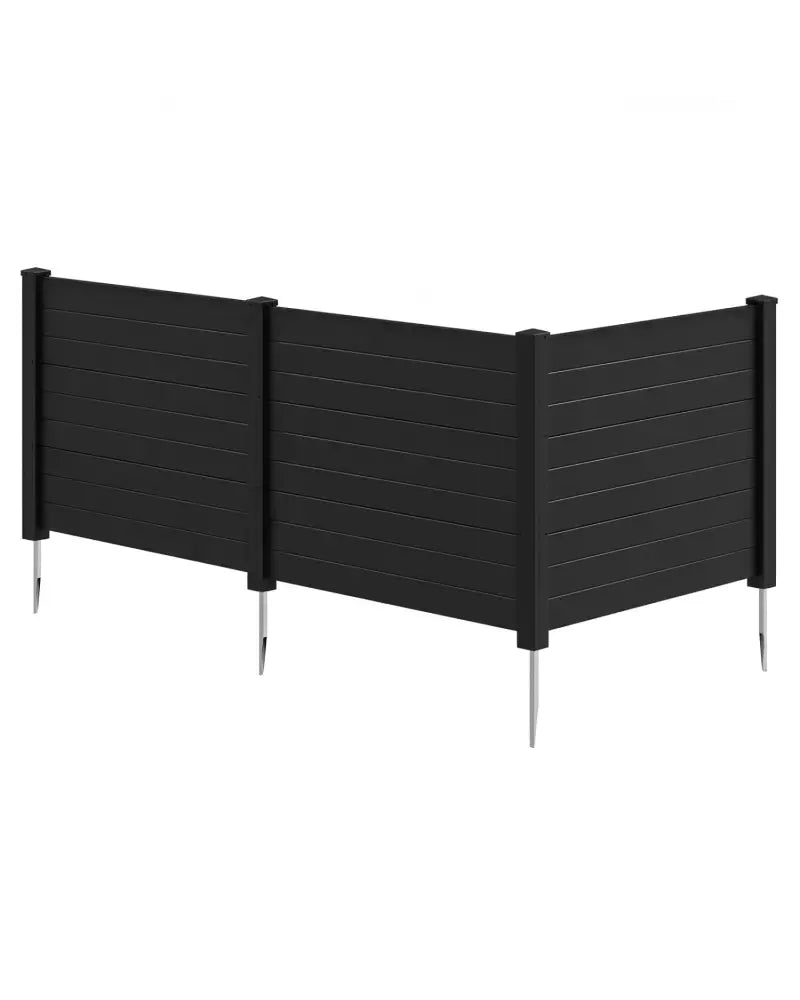48 x 38 Inch Air Conditioner Fence 3 Panels with Metal Ground Stakes for Patio Backyard-Black - Black - Outdoor Privacy
