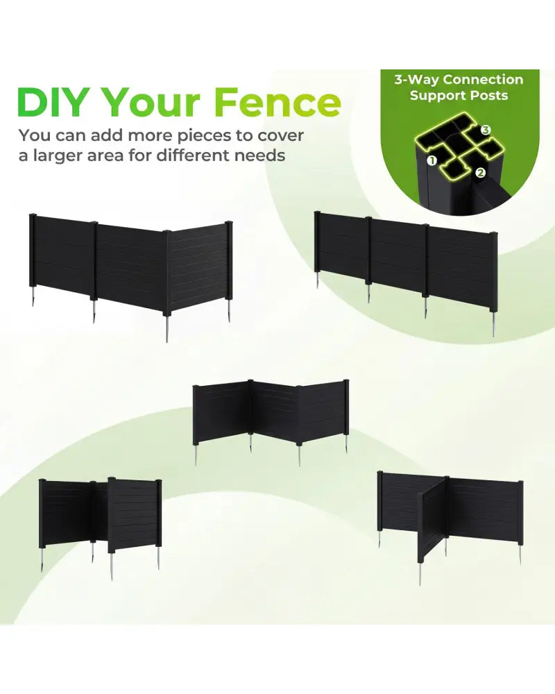 48 x 38 Inch Air Conditioner Fence 3 Panels with Metal Ground Stakes for Patio Backyard-Black - Black - Outdoor Privacy
