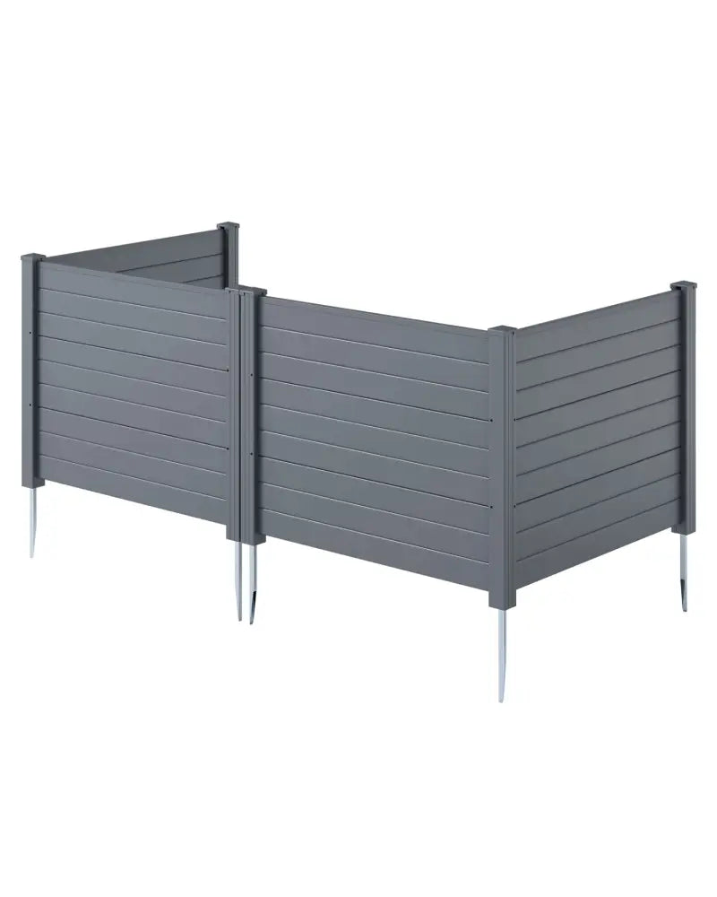 48 x 38 Inch Air Conditioner Fence 3 Panels with Metal Ground Stakes for Patio Backyard-Gray - Gray - Outdoor Privacy