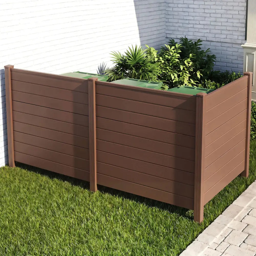 48 x 38 Inches Air Conditioner Fence 2 Panels Outdoor Privacy Fence-Brown - Brown - Outdoor Privacy Screens