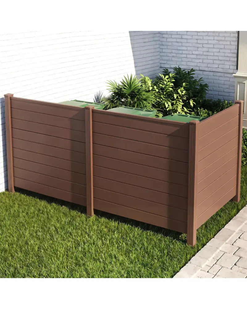48 x 38 Inches Air Conditioner Fence 2 Panels Outdoor Privacy Fence-Brown - Brown - Outdoor Privacy Screens