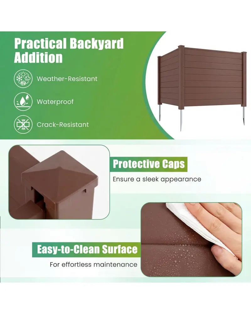 48 x 38 Inches Air Conditioner Fence 2 Panels Outdoor Privacy Fence-Brown - Brown - Outdoor Privacy Screens