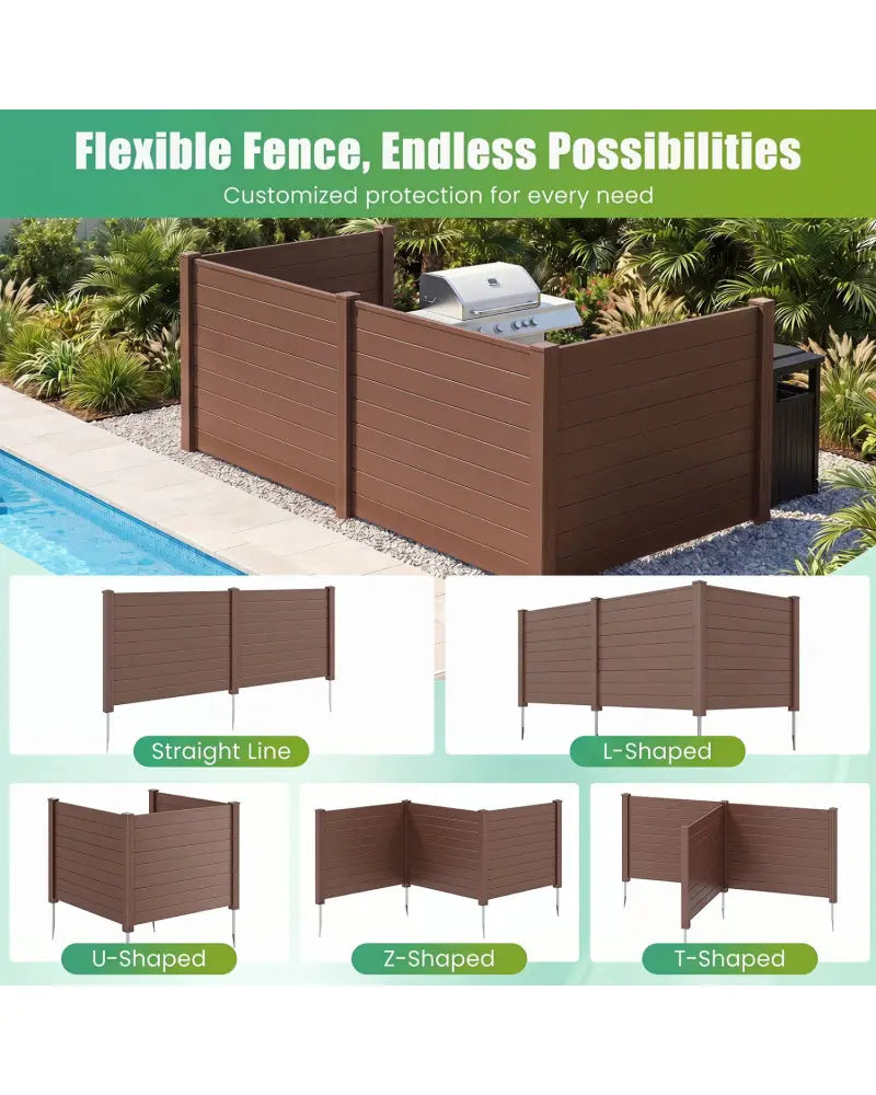 48 x 38 Inches Air Conditioner Fence 2 Panels Outdoor Privacy Fence-Brown - Brown - Outdoor Privacy Screens