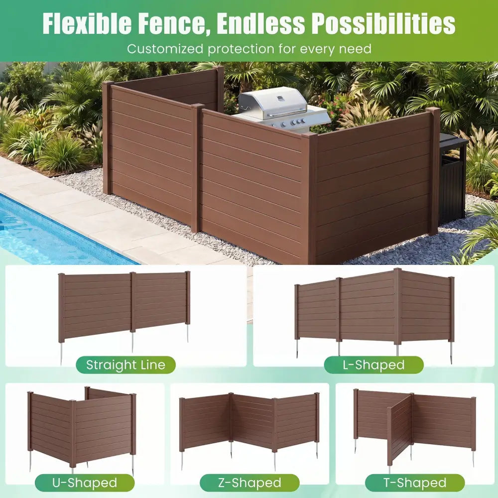 48 x 38 Inches Air Conditioner Fence 2 Panels Outdoor Privacy Fence-Brown - Brown - Outdoor Privacy Screens