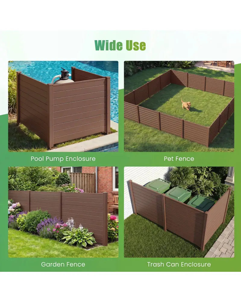 48 x 38 Inches Air Conditioner Fence 2 Panels Outdoor Privacy Fence-Brown - Brown - Outdoor Privacy Screens