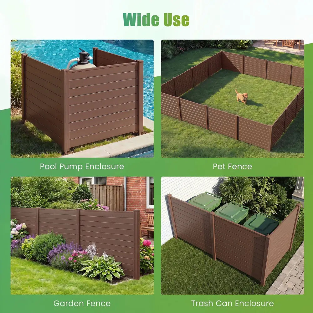 48 x 38 Inches Air Conditioner Fence 2 Panels Outdoor Privacy Fence-Brown - Brown - Outdoor Privacy Screens