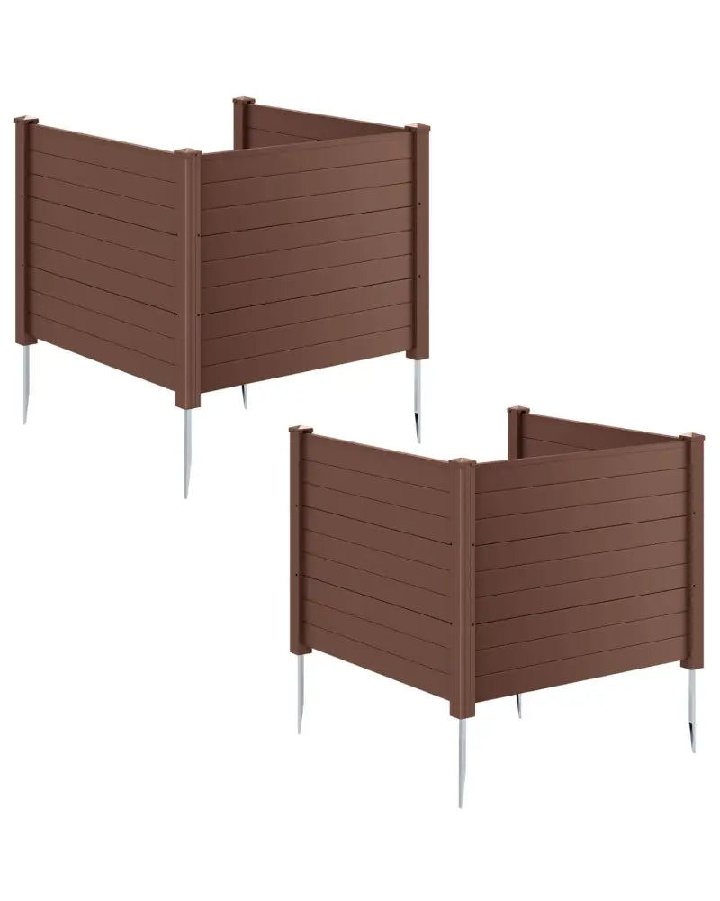 48 x 38 Inches Air Conditioner Fence 2 Panels Outdoor Privacy Fence-Brown - Brown - Outdoor Privacy Screens