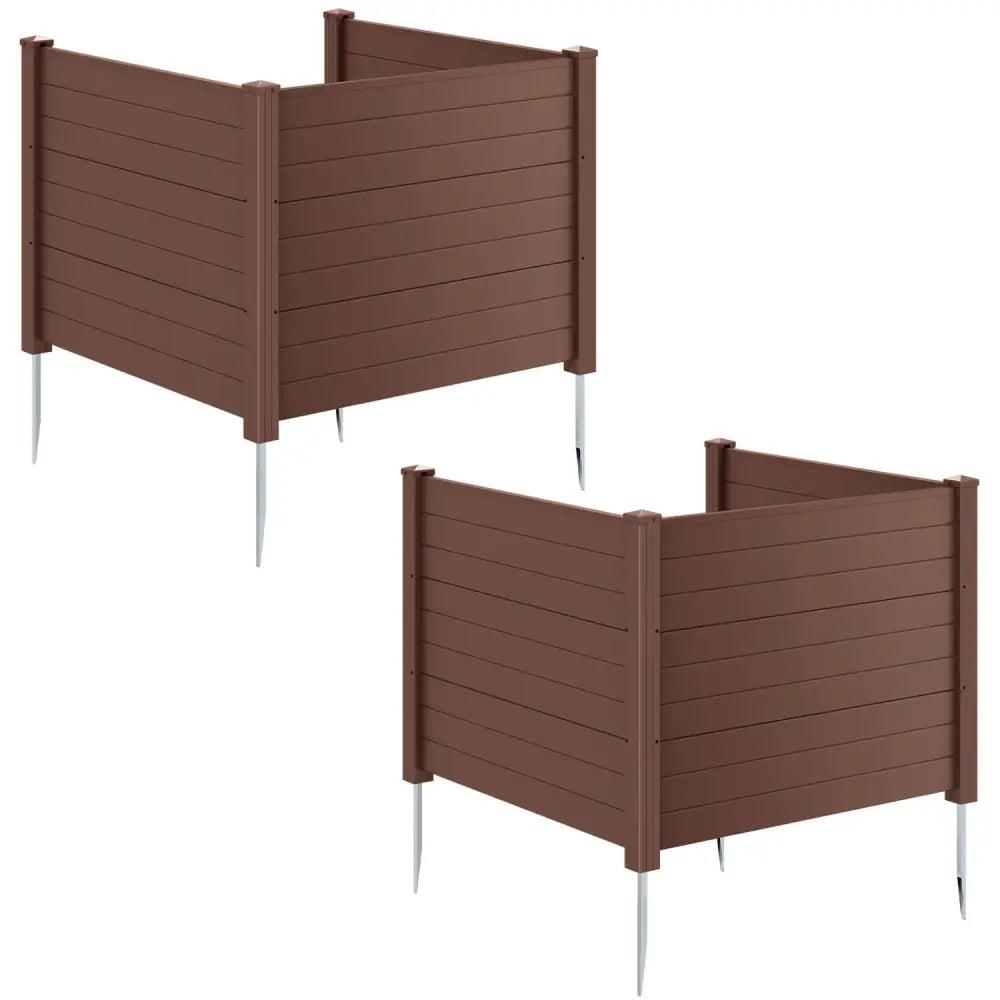 48 x 38 Inches Air Conditioner Fence 2 Panels Outdoor Privacy Fence-Brown - Brown - Outdoor Privacy Screens